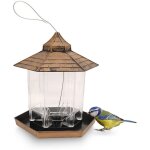 Mangeoire oiseaux exterieur suspendue grande capacit avec toit pour jardin terrasse - marron
