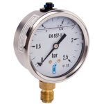 Manom�tre inox bain glyc�rine �63 m�le 8 - 13 radial 2, 5 bars
