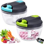 Manuel de chopper - 520 ml mini oignon chopper coupe l'oignon cuisine - 3 lames en acier inoxydable - ...
