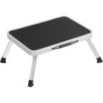 Marchepied acier blanc pliable, 1 marche, patins antid�rapants, charge 150kg, compact 32x44x17, 5cm