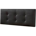 Marckonfort ? t�te de lit 160x60 cm en bois de pin ? cuir synth�tique noir ? mousse hr pour confort optimal ...