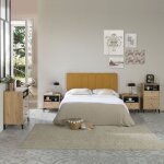 T�te de lit tapiss�e creta 160x60cm couleur moutarde