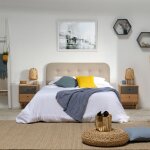 Marckonfort ? t�te de lit tapiss�e 140x60 cm ? tissu beige de qualit� ? rembourrage en mousse hr ? coins ...