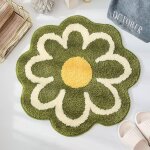 Marguerite mignon tapis de bain tapis en forme de fleur lavable tapis de bain rond fleur tapis de sol ...