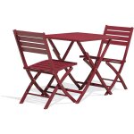 Marius - ensemble repas de jardin 2 places en aluminium rouge carmin - city garden