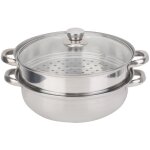 Marmite vapeur inox 27cm avec double couche et couvercle, id�ale pour cuisson � la vapeur, soupes et ...
