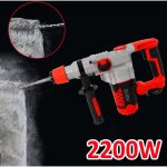 Marteau perforateur 2200 w avec mallette, marteau perforateur �lectrique avec 30 cylindres, 4 forets, ...
