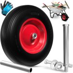 Roue de brouette pu en caoutchouc plein 200 kg increvable 4. 80 / 4. 00 - 8  390mm incl. essieu roue ...