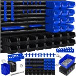 Tag�re murale + bacs gerbables + porte - outils, 45 pcs. bo�te, extensible, �tag�re enfichable, set box, ...