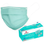 Masque chirurgical turquoise avec �lastique type iir opharm 50 pi�ces