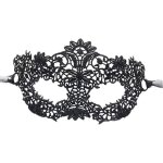Masque de mascarade en dentelle v�nitienne pour dames de luxe (noir classique avec ruban d'organza)