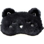 Masque pour les yeux animal mignon 3d en peluche en soie naturelle super douce pour la peau (chat noir) ...