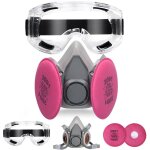 Masque respiratoire demi - visage rutilisable avec 4 filtres 2097 et lunettes de protection, bouchons ...