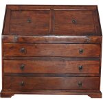 Massivmoebel24 ? bureau secr�taire 107x50 cm en acacia laqu� nougat ? design oxford ? ambiance unique ...