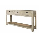 Massivmoebel24 - console 140x40 acacia blanchi blanc nature white 90