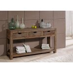 Massivmoebel24 - console 140x40 palissandre huil� gris taupe nature grey 90