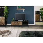 Massivmoebel24 - meuble tv en bois de manguier et de bois de palissandre laqu� noir et brun sun105