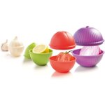 Mastrad - bo�tes de conservation l�gumes - lot de 4 formes: ail, oignon, citron, tomate - embo�tables ...