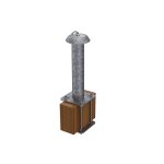 Potelet d'ancrage carr - acier galvanis - avec fixations bridages - 100910 / fp