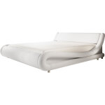 Mb moebel - lit double pour matelas lit adulte couleur blanc mat�riaux bois et simili cuir mod�le alessia ...