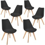 Pack 6 chaises de salle a manger noires, design moderne, chaises tulip pour salon, bureau, la salle de ...