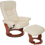 Hhg - mca fauteuil relax hamilton, fauteuil de télévision, tabouret, cuir, charge 130kg, crème, doré Hhg - mca fauteuil relax hamilton, fauteuil de télévision, tabouret, cuir, charge 130kg, crème, doré