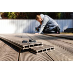 Lame terrasse bois composite alvolaire prima l 220 cm / l12 cm / ep 19 mm - coloris - chocolat, epaisseur ...