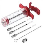 Meat injector syringe: 3 bbq grill injector needles, premium portable turkey injector kit for smoker, ...
