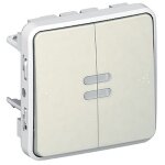 M�canisme double interrupteur va - et - vient + poussoir inverseur no + nf lumineux blanc 10a 250v plexo ...