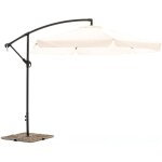Mediawave store - parasol de jardn avec bras dcentr et manivelle toile brute ronde 3x2m