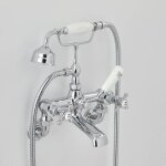 Hudson reed - mélangeur bain douche mural rétro ? chromé & blanc ? commandes croisillons - elizabeth Hudson reed - mélangeur bain douche mural rétro ? chromé & blanc ? commandes croisillons - elizabeth