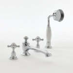 Hudson reed - mélangeur bain douche rétro 4 trous - chromé & blanc - commandes croisillons - elizabeth ... Hudson reed - mélangeur bain douche rétro 4 trous - chromé & blanc - commandes croisillons - elizabeth ...