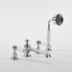 Hudson reed - mélangeur bain douche rétro 4 trous - chromé & blanc - commandes leviers - elizabeth Hudson reed - mélangeur bain douche rétro 4 trous - chromé & blanc - commandes leviers - elizabeth