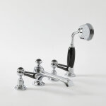 Hudson reed - mélangeur bain douche rétro 4 trous - chromé & noir - commandes leviers - elizabeth Hudson reed - mélangeur bain douche rétro 4 trous - chromé & noir - commandes leviers - elizabeth