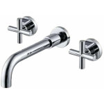 M�langeur de lavabo mural encastr� ? finition chrom�e ? 3 trous ? poign�es croisillons ? d�bit 4 l / ...