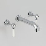 M�langeur lavabo mural r�tro 3 trous - chrom� & blanc - commandes leviers - elizabeth