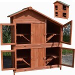 Melko clapier pour petits animaux 4 �tages, 113 x 128 x 55 cm, en bois, brun, avec 4 rampes