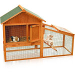 Clapier pour petits animaux avec enclos ext�rieur, env. 100 x 145 x 65 cm, en bois, avec rampe + tiroir, ...