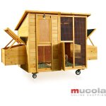 Poulailler pour 4 poulets poulailler roulant 214x125x108cm poulailler en bois avec 2 nichoirs, toit r�sistant ...