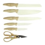Bloc de couteaux 6 pieces menastyl 5041063 - lame cramique - en polypropylene - creme