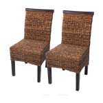 Mendler - lot de 2 chaises m45, banane tresse, 47x54x93cn, pieds foncs