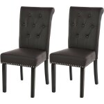 Lot de 2 chaises de salle  manger chesterfield ii av rivets - similicuir brun fonc, pieds foncs