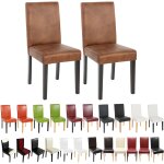 Mendler - lot de 2 chaises de s�jour littau, simili - cuir, aspect daim marron, pieds clairs