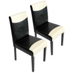 Lot de 2 chaises de s�jour littau, simili - cuir, noir / cr�me, pieds fonc�s
