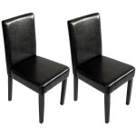 Lot de 2 chaises de séjour littau, simili - cuir, noir, pieds foncés Lot de 2 chaises de séjour littau, simili - cuir, noir, pieds foncés