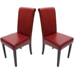Mendler - lot de 2 chaises de sjour novara ii, cuir, rouge / pieds foncs