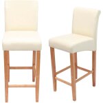 Mendler - lot de 2 tabourets de bar hwc - c33, bois / cuir reconstitué, crème / pieds clairs Mendler - lot de 2 tabourets de bar hwc - c33, bois / cuir reconstitué, crème / pieds clairs