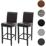 Mendler - lot de 2 tabourets de bar hwc - c33, similicuir - aspect daim marron, pieds clairs
