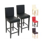 Mendler - lot de 2 tabourets de bar m37, simili - cuir mat, marron / pieds fonc�s