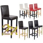Mendler - lot de 2 tabourets de bar vicenza, cuir, crme / pieds clairs